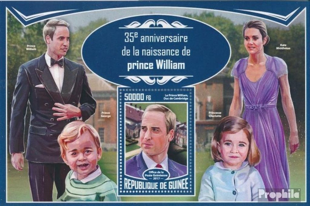 Briefmarken Guinea 2017 Mi Block 2796 (kompl. Ausgabe) postfrisch Prinz William