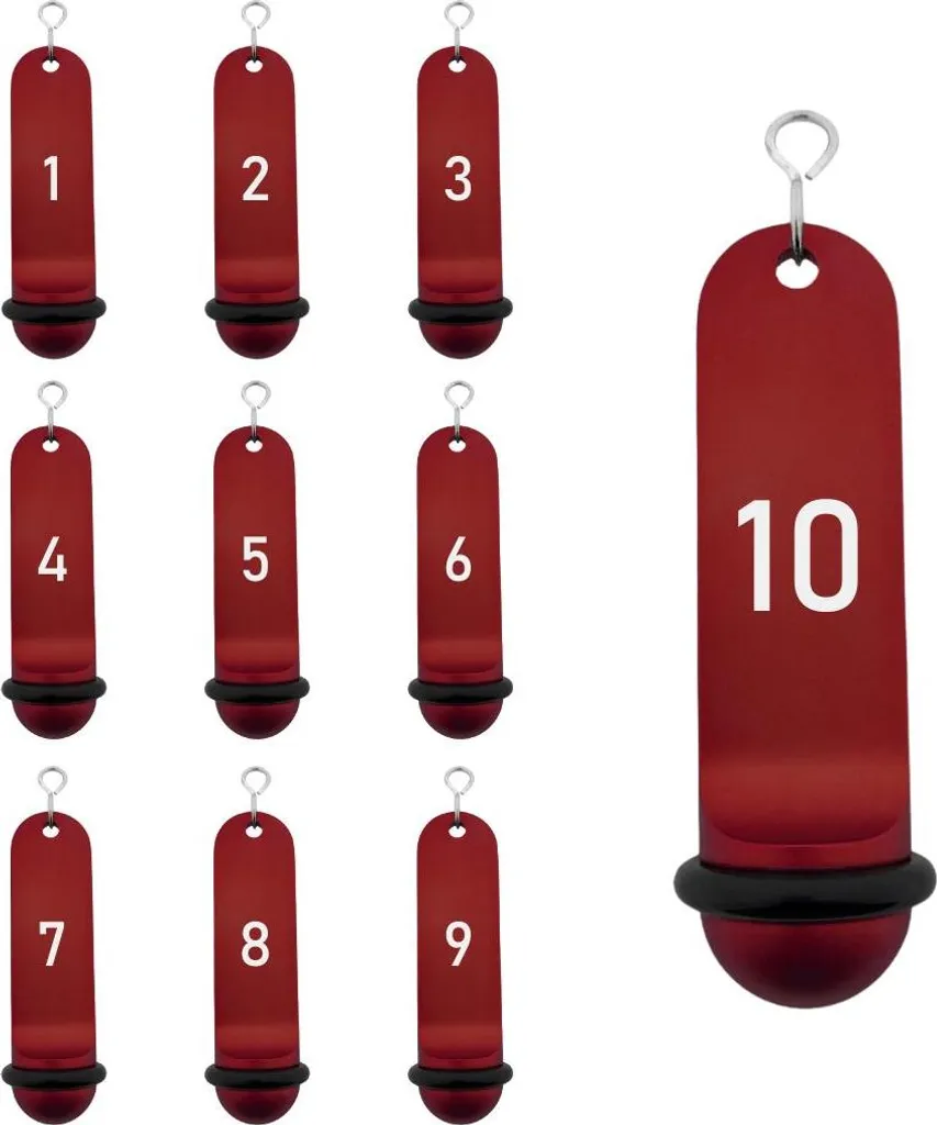 Porte-clés pour Gestion de Chambres d'Hôtes et Gîtes - Pack de 10 Rouge