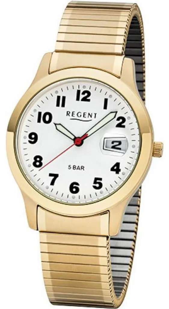 Regent F-1017 - Montre Homme avec Bracelet à Tirette en Acier Argenté