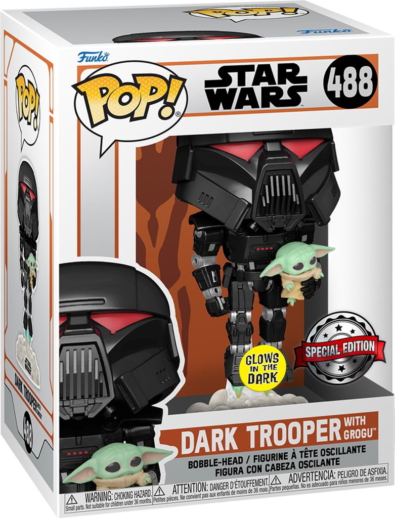 Star Wars - Dark Trooper with Grogu 488 Special Edition Glows - Funko Pop! - Vinyl Figur