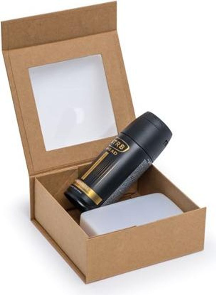 Magnetische Geschenkbox Kraft mit Fenster 150 x 150 x 60 mm Produktbild 