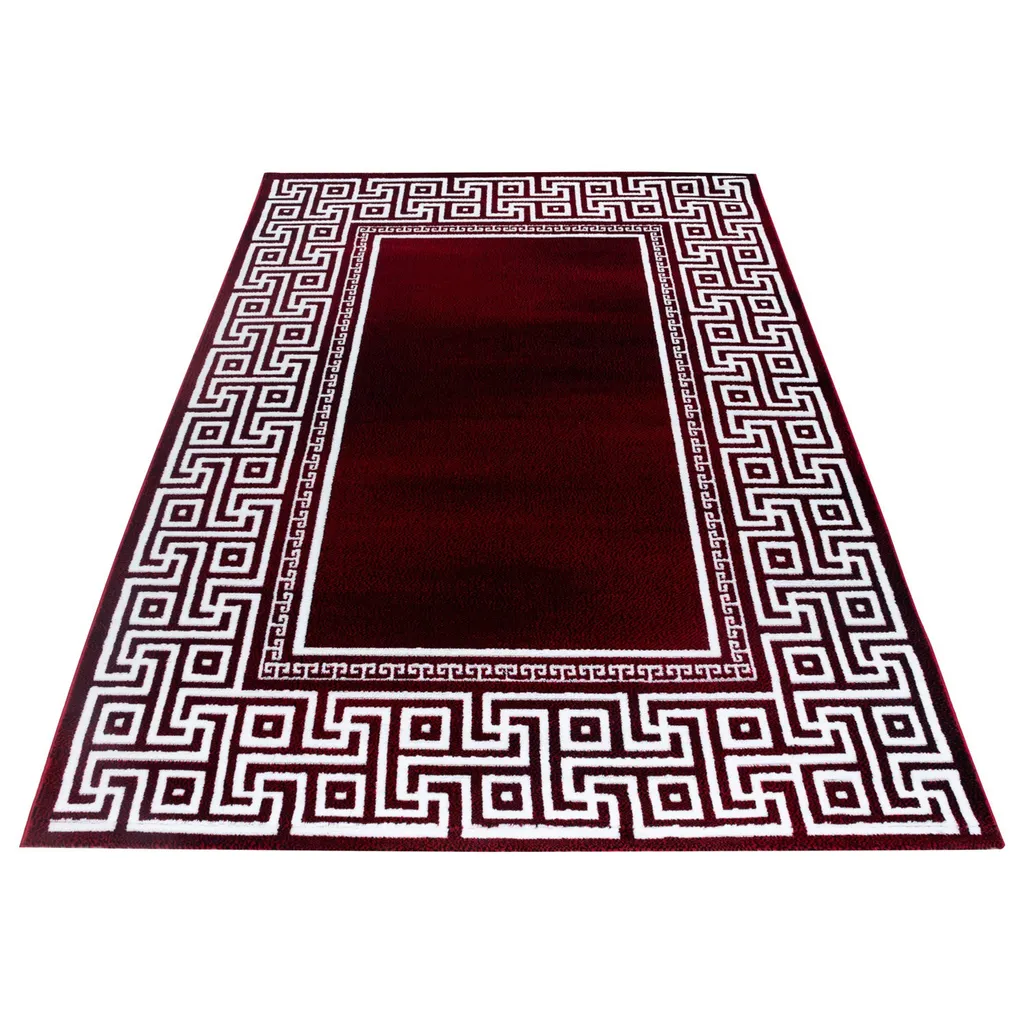 Tapis poils ras Parma Laby rouge 120x170cm au motif géométrique chic