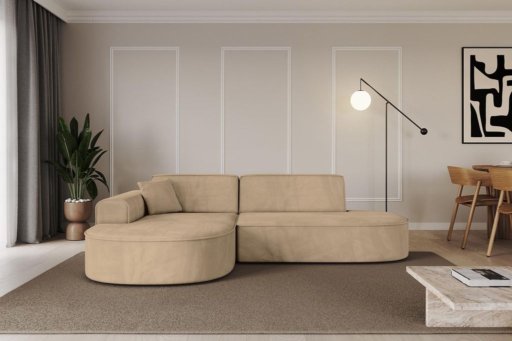 ALTDECOR Ecksofa in L-Form MARI-L1 - 243x171x79,5 cm Beige - Corner Sofa Bett Eckcouch Couch Wohnlandschaft Cauchsofa