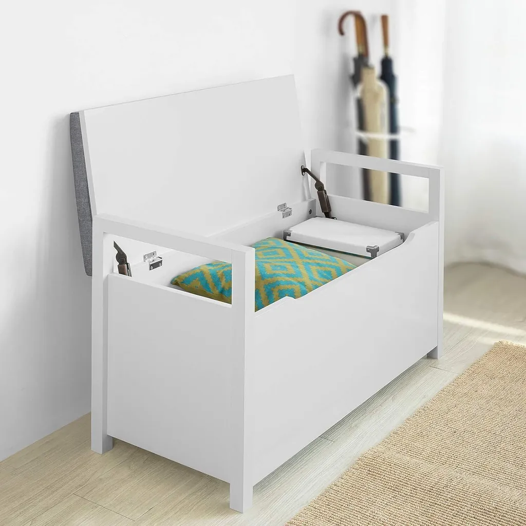 Banc à Chaussures avec Coussin d'Assise Meuble de Rangement Blanc