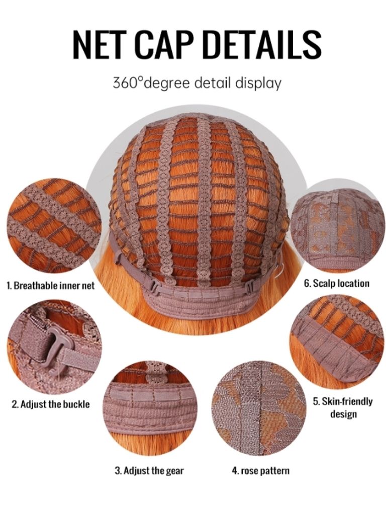 SassyGoods Damenperücke Orange – Kurzhaar Wig – Kupfer Produktbild 