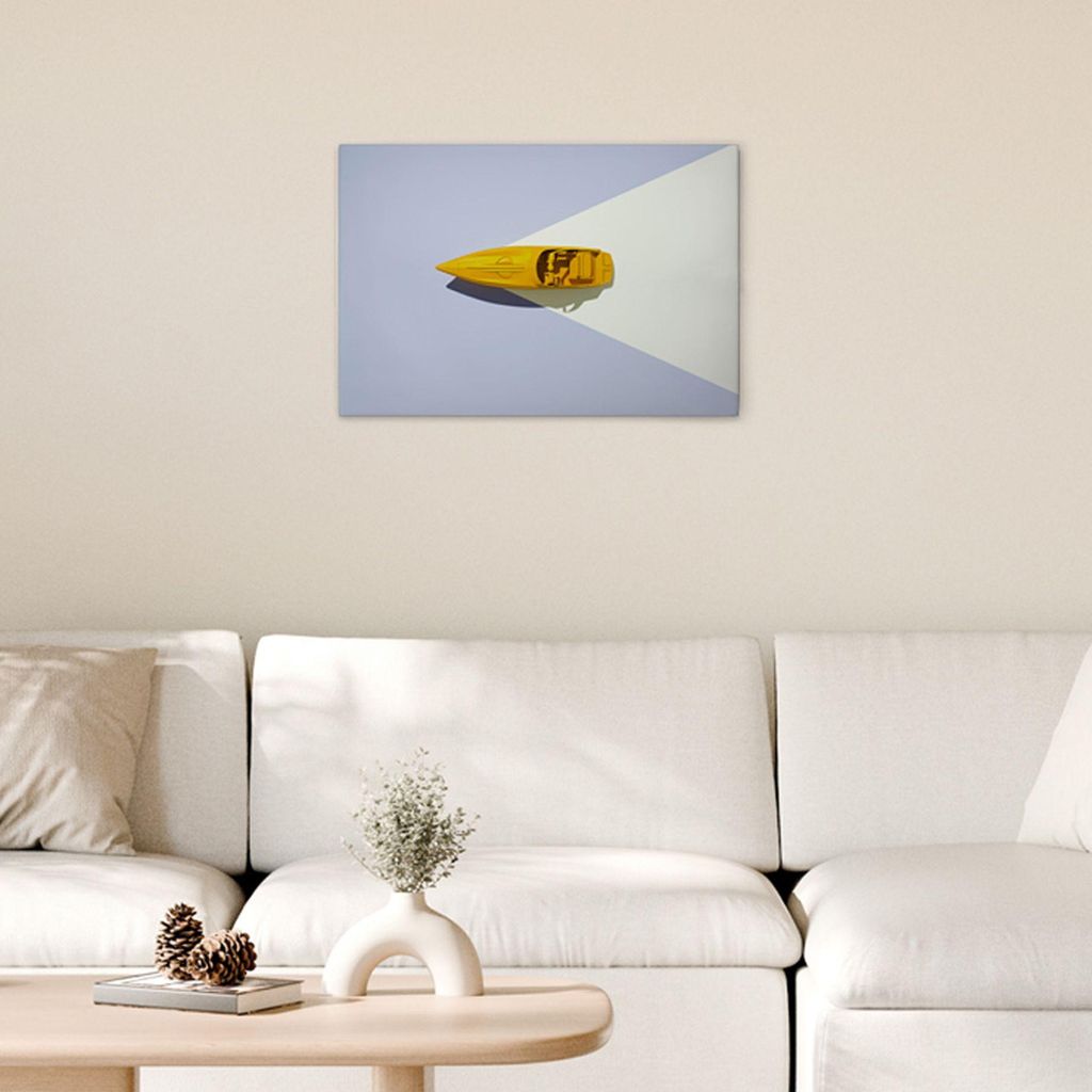 TADESSI Leinwandbild Retro Boot - Wandbild 60 x 40 cm - Kunstdruck auf Leinwand in Violett Weiß - M1-No.50890