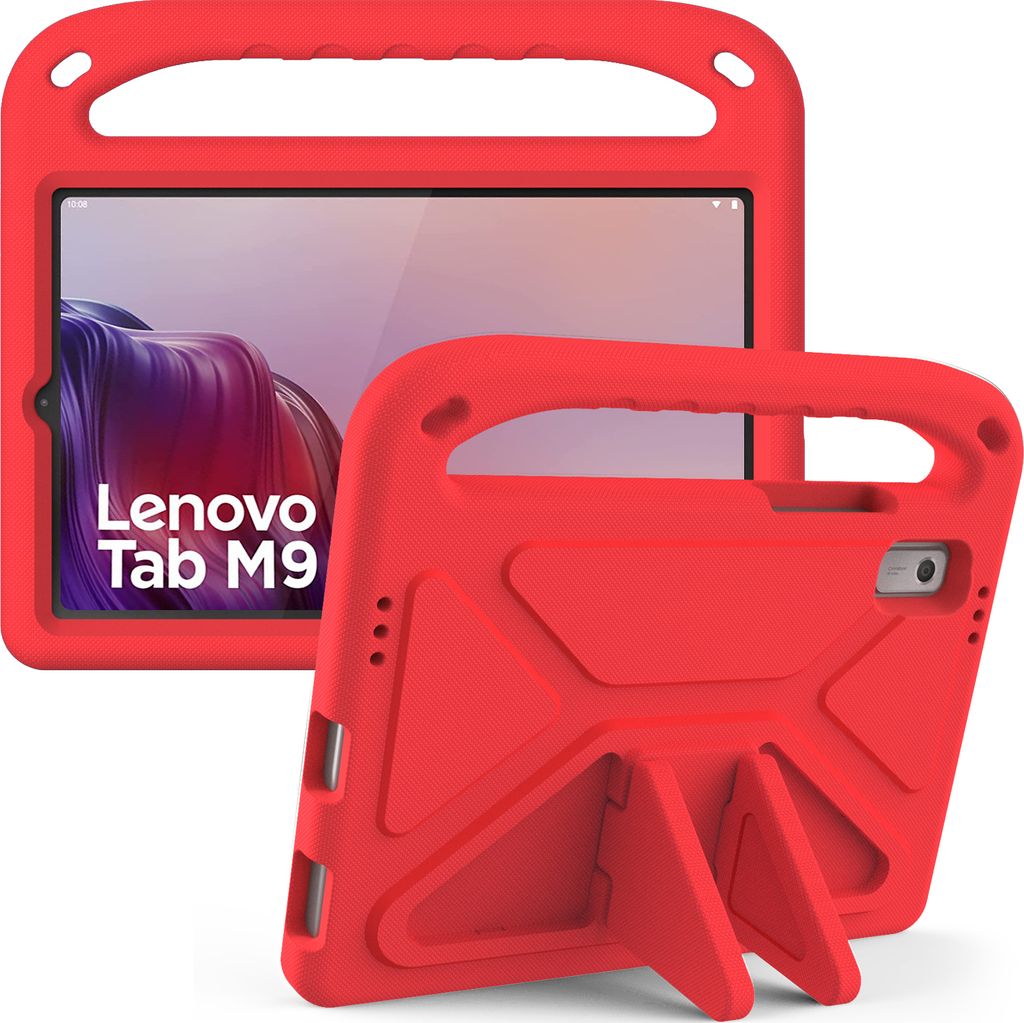 Hülle für Lenovo Tab M9 9,0 Zoll 2023 TB-310FU, Leichte Stoßfeste Eva Kinder Schutzhülle mit Griff und Faltbarem Ständer Rot
