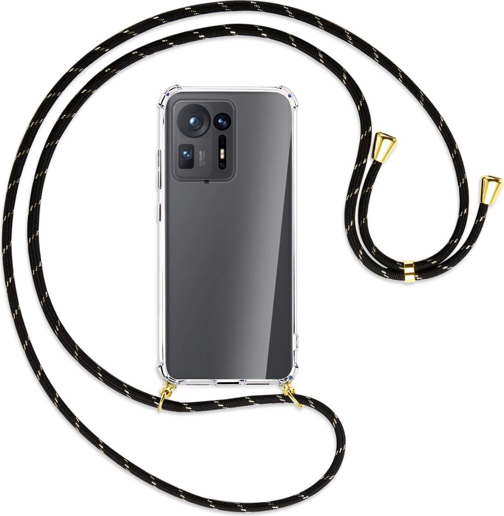 Handykette Backcover-Schutzhülle mit Band (Metall goldfarben) für Xiaomi Mix 4 - schwarz/gold