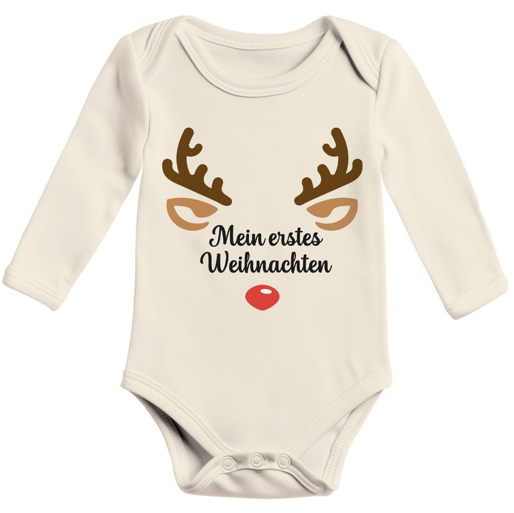 Baby Body langarm Weihnachten Rentier Rudolf XMAS Print Weihnachtsoutfit Newborn Einjährige Jungen & Mädchen Baumwolle MoonWorks