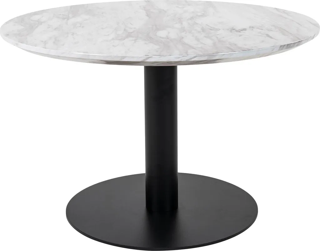 Table Basse Ronde 70 cm Robuste Effet Marbre sans Entretien Noir/Blanc