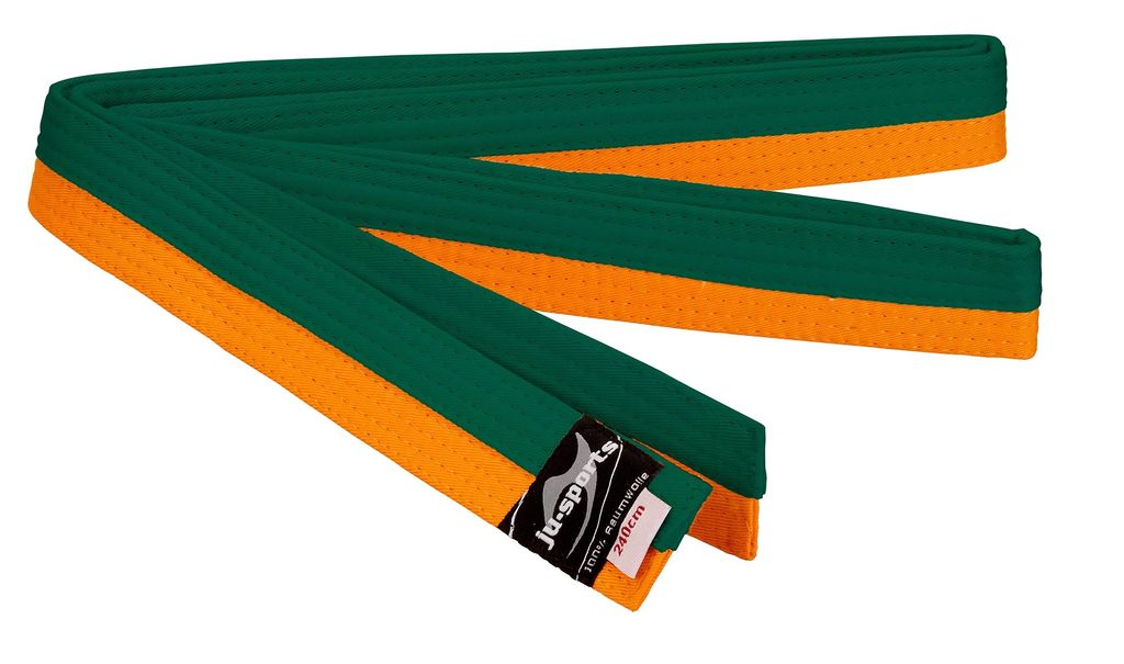 Budogürtel orange/grün (halb/halb) : 320 Gürtellänge: 320