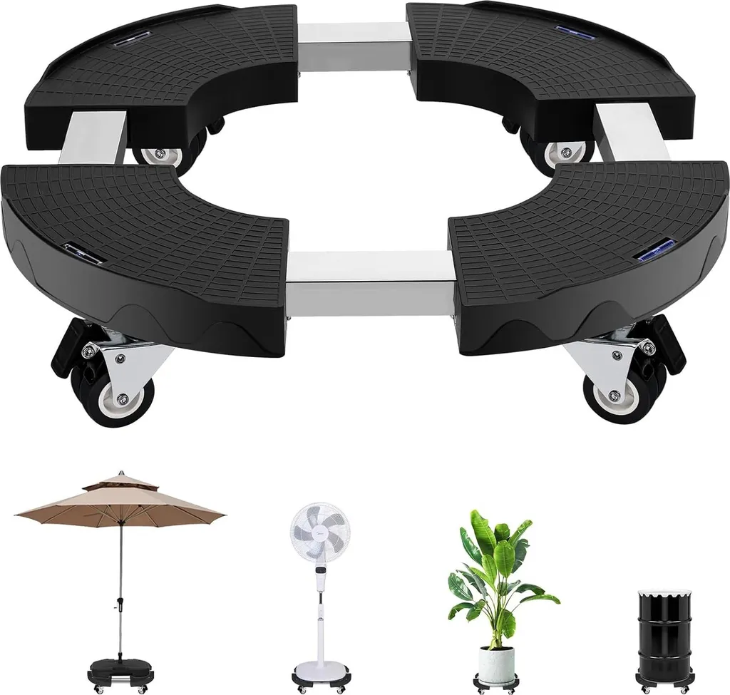 Plateau mobile pour grands pots de fleurs noir réglable 30-50 cm
