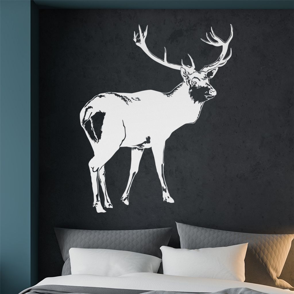 KIWISTAR Hirsch Motiv 2 Geweihträger Wandtattoo in 6 Größen - Wandaufkleber Wall Sticker - Dekoration, Küche, Wohnzimmer, Schlafzimmer, Badezimmer