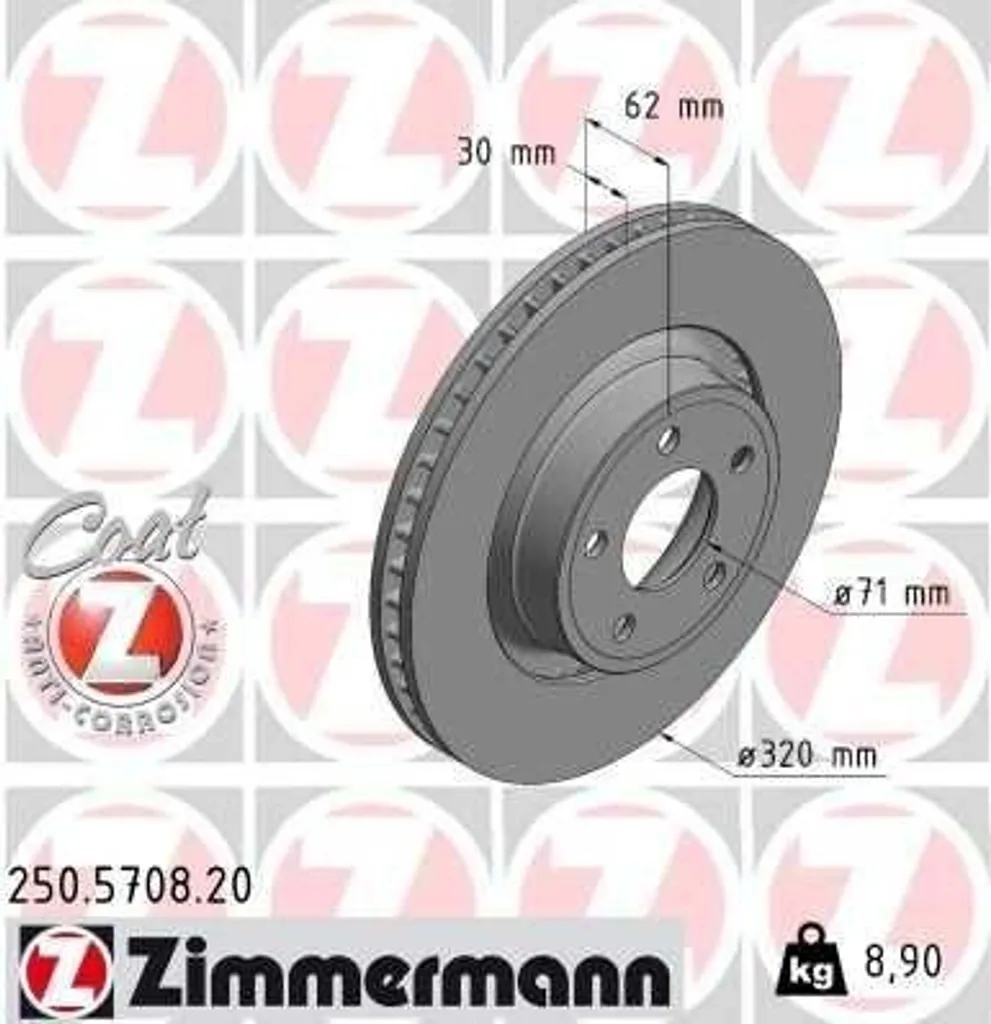 Équipement Freinage Ford USA Mustang VI Coupe Disque Zimmermann 250.5708.20