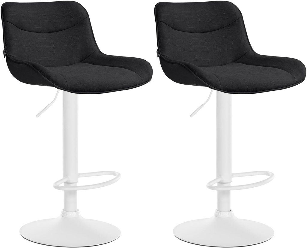 CLP 2er Set Barhocker Vonore Stoff höhenverstellbar und 360 Grad drehbar Farbe:schwarz;Gestell Farbe:weiß