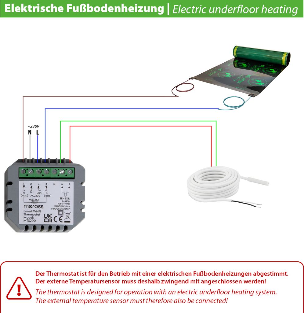 Termostat MTS200 WiFi pre elektrické podlahové vykurovanie, Obrázok produktu 6