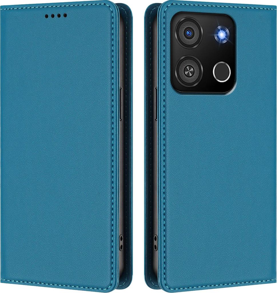 Handyhülle für itel A05s, Kunstleder Klapphülle Stoßfeste Magnetische Hülle mit Ständer Blau