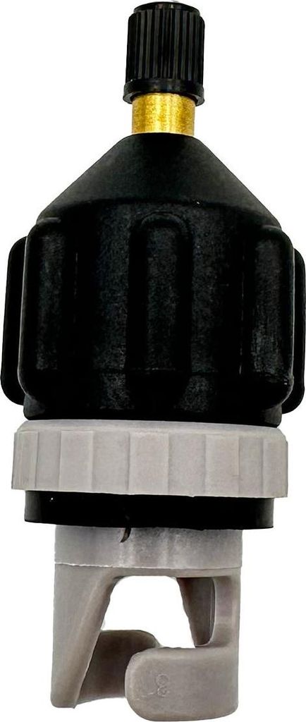 A close-up studio shot of an inflation adapter.