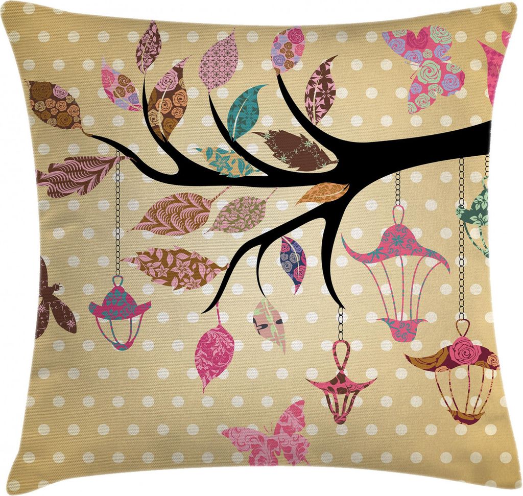 ABAKUHAUS Blumen Kissenbezug, Vintage Boho Netter Baum, Waschbar mit Reißverschluss Kissenhülle mit Farbfesten Klaren Farben Beidseitiger Druck, ...