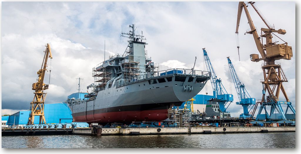 Tulup Leinwandbild -100x50 cm - Wandkunst - Drucke auf Leinwand - Leinwanddruck - Fahrzeuge - Blau - Werft Schiff