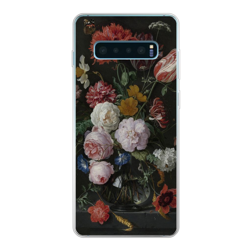 MuchoWow Handyhülle Schutzhülle Hülle für Samsung Galaxy S10 Plus Stilleben mit Blumen in einer Glasvase - Gemälde von Jan Davidsz. de Heem ...