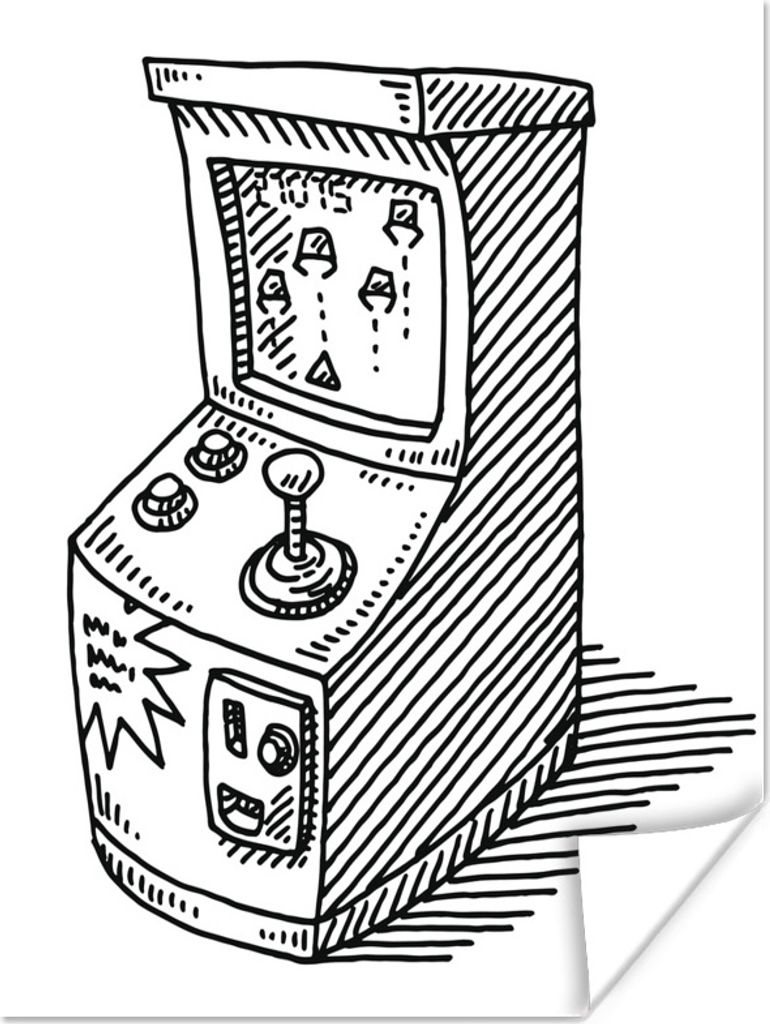 MuchoWow Poster Arcade - Spiel - Retro - Illustration 60x80 cm - Schlafzimmer Dekoration