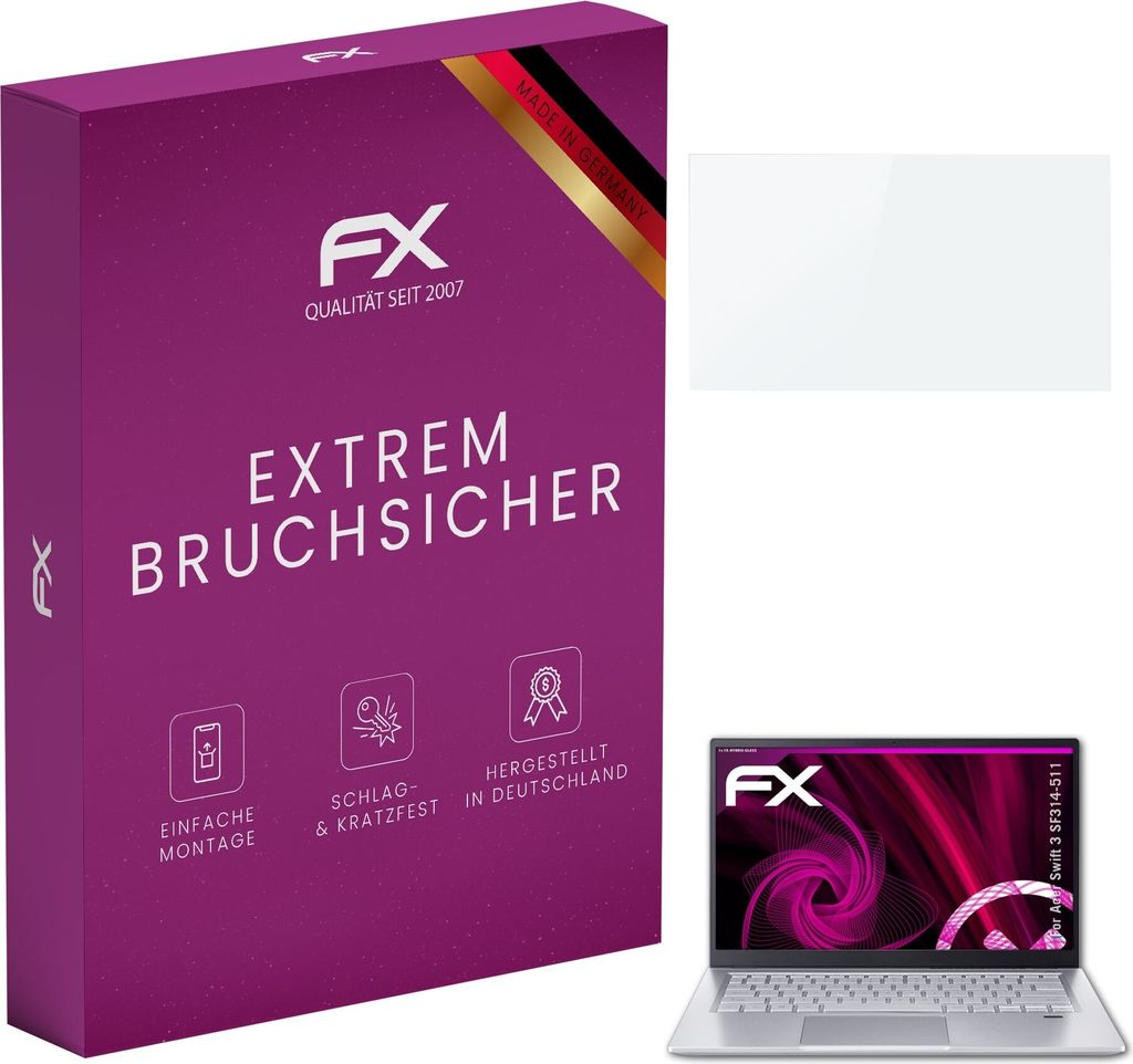 atFoliX FX-Hybrid-Glass Displayfolie kompatibel mit Acer Swift 3 SF314-511 Glasfolie