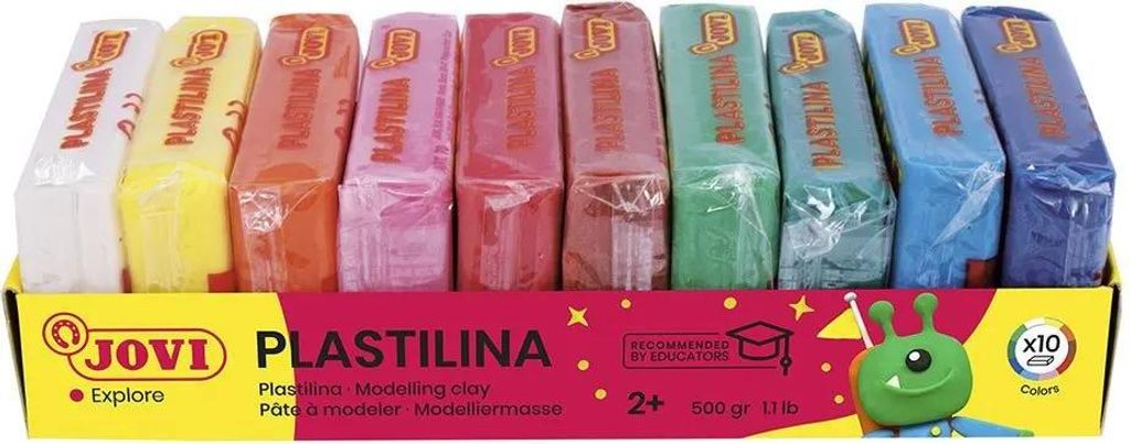 Jovi PLASTILINA Knetmasse 10er Schachtel, je 50g, sortiert Produktbild 