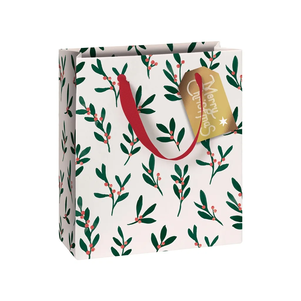 Petit Sac Cadeau en Papier Blanc Aurelia 18x8x21 cm pour Fêtes