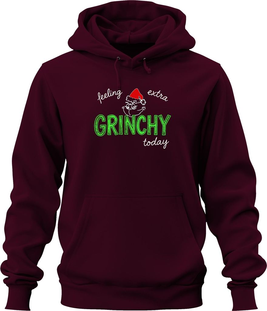 feeling extra GRINCHY today Weihnachten Grinch lustig sarkastisch Uni Hoodie Kapuzenpullover, Burgundy, M