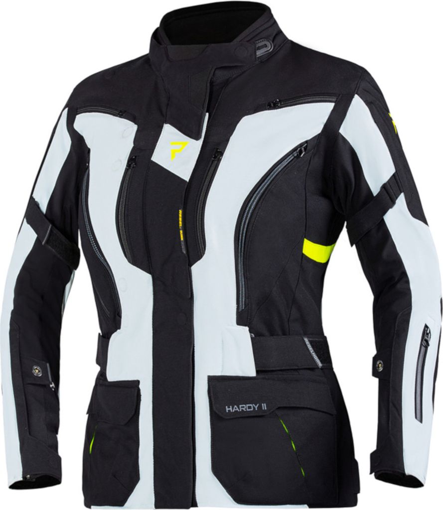 Rebelhorn Hardy II Damen Motorrad Textiljacke Farbe: Schwarz/Weiß/Gelb, Grösse: XS