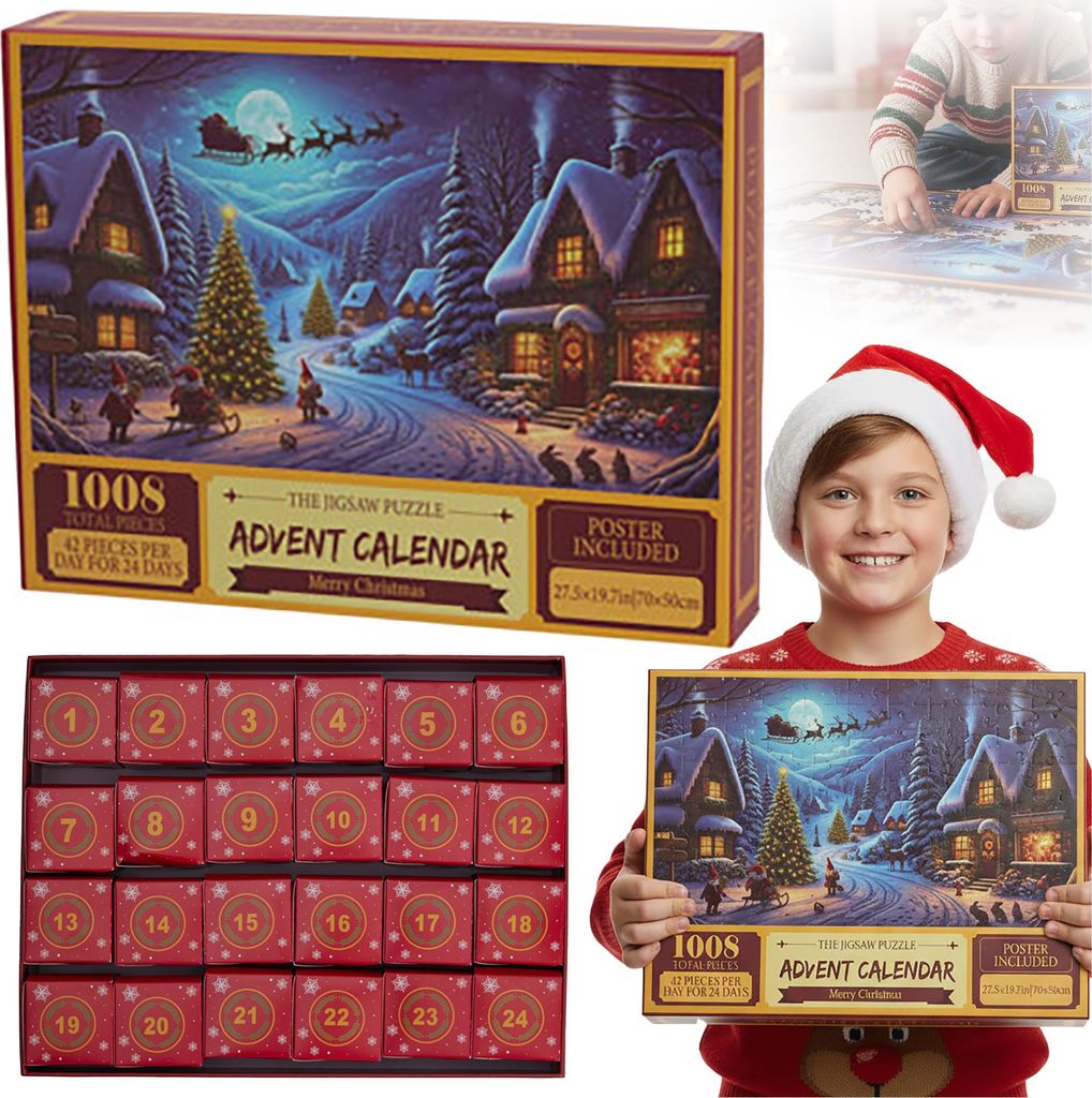 Kalendarz Adwentowy Puzzle 1008 Elementów Świąteczne Zdjęcie produktu 