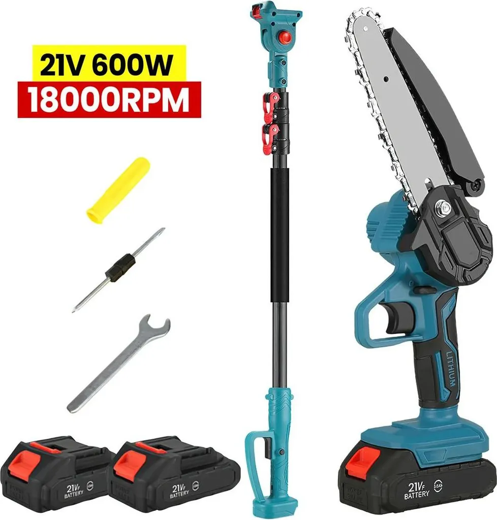 Elettrosega Telescopica Wireless 21V - Kit Potatore con 2 Batterie