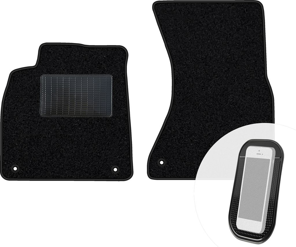 moto-MOLTICO Vorne Fußmatten Auto Velours Autoteppiche Schwarz Automatten Set 2-teilig passend für Audi A6 IV C7 A7 I 4G
