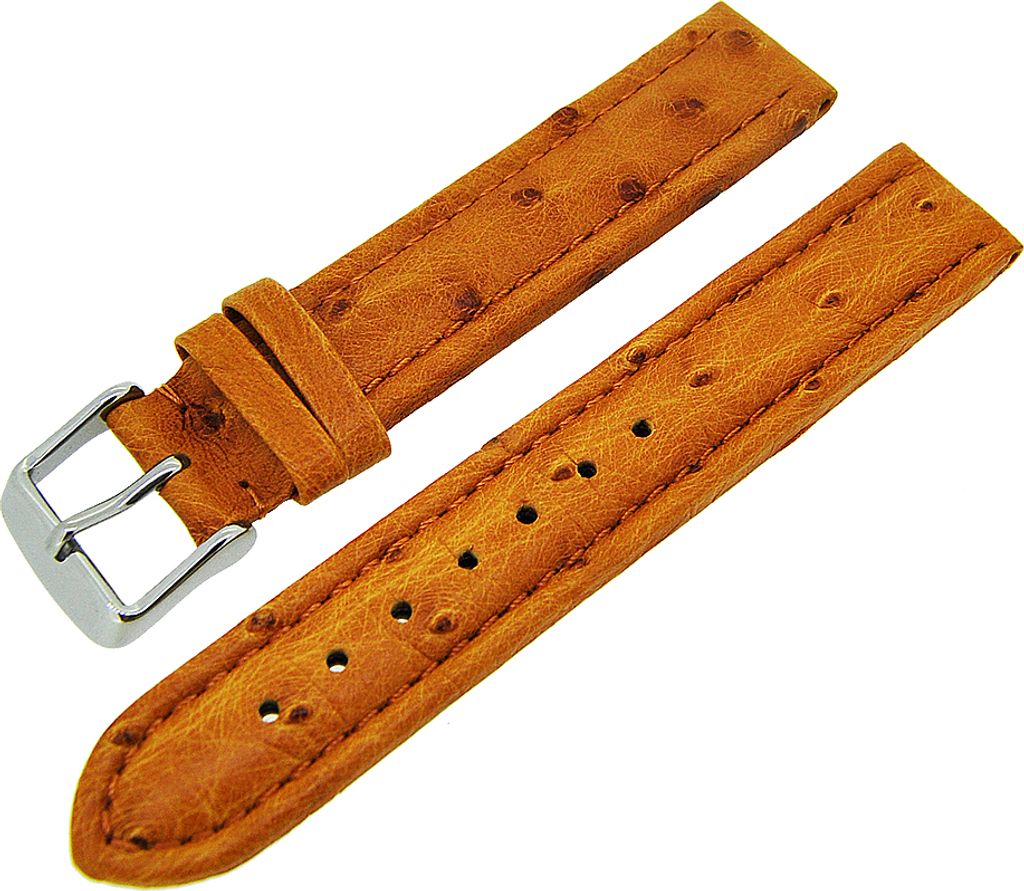 Uhrenarmband Straußenleder stark gepolstert Natur Ton in Ton 22mm NEU