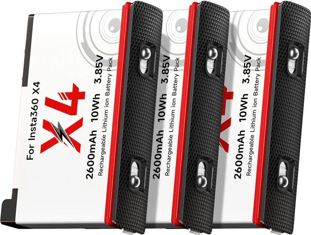 Batteria, capacità 2600 mAh, caricatore a 3 slot, 3 batterie