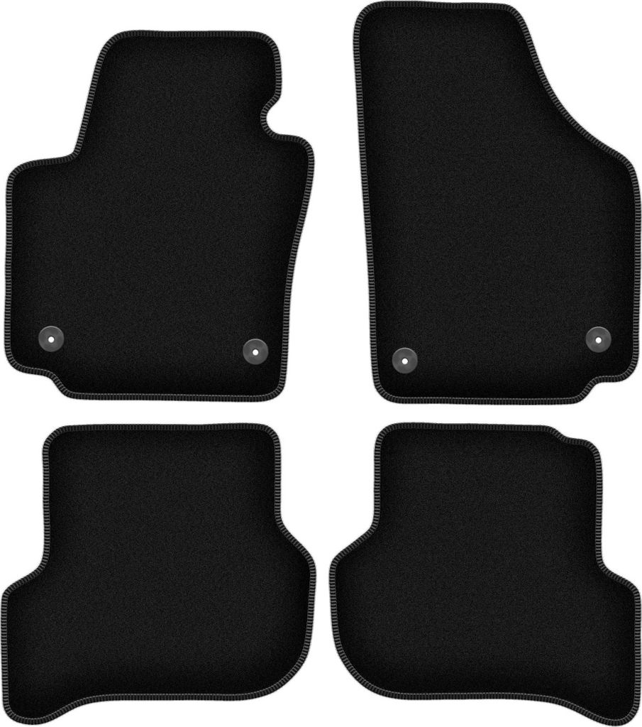 Wielganizator Velours-Autoteppiche – passend für Seat Altea (Minivan, Bj. 08.2008-2015) – schwarz, passgenau, mit Befestigungen set 4 Stk.