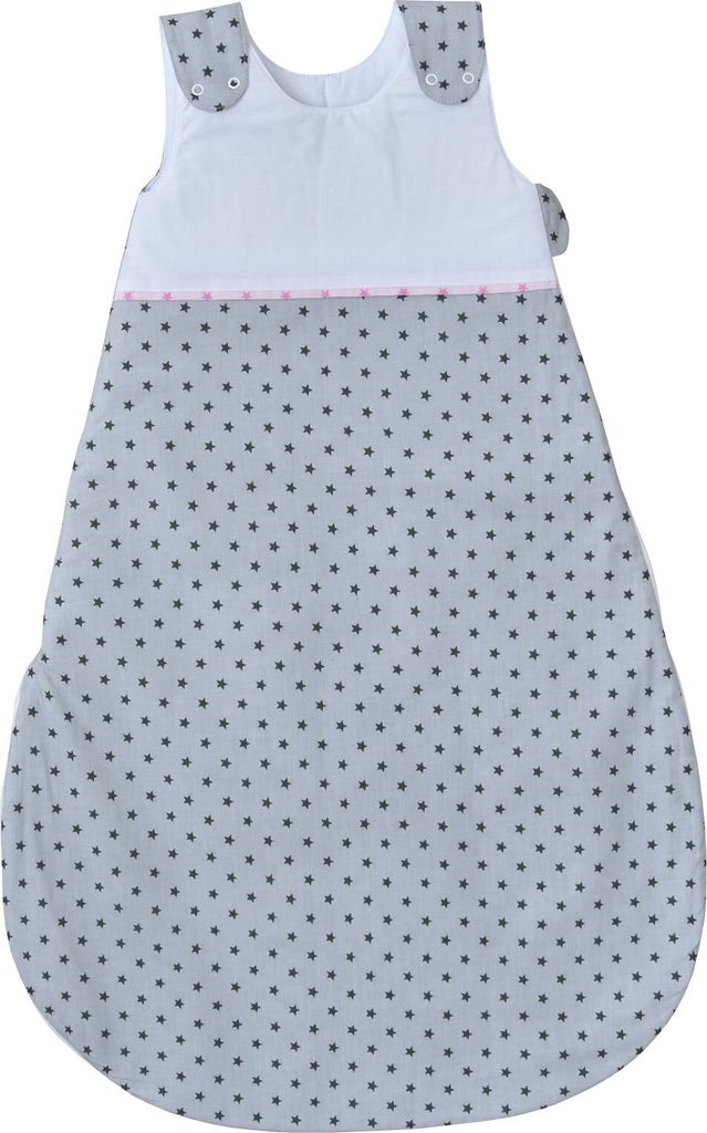 Baby-Delux Baby Schlafsack Strampelsack 6-18 Monate 100% Baumwolle 70 cm Design Stars Grau Rosa
