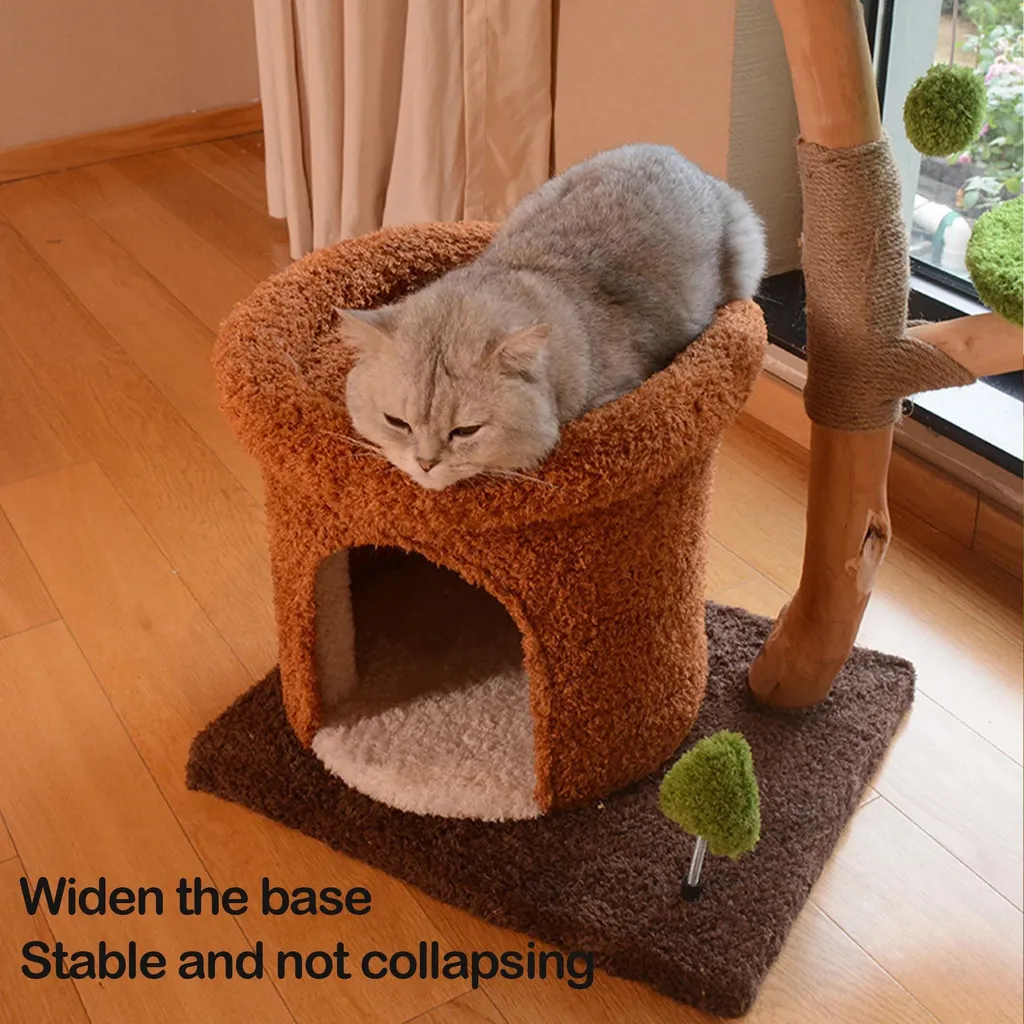 Katzenvilla Arbre à Chat en Bois 3 Niveaux Design Épuré pour Intérieur - 6