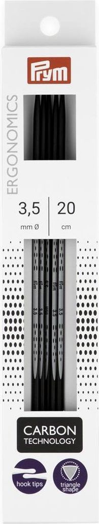Strumpfstricknadel Ergonomics Carbon 3,50mm 20 cm schwarz-weiß 5 St