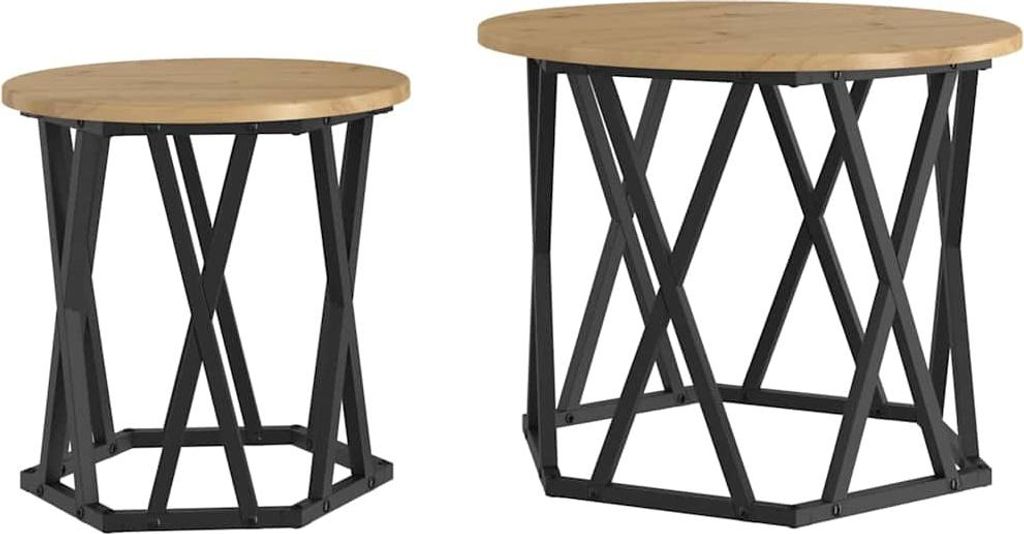 "2026 MODERNE"Beistelltisch,2er set, elegantes Design - Couchtische - Wohnzimmertisch Artisan-Eiche Ingenieure Holz und Stahl - Couchtische NeuMöb...