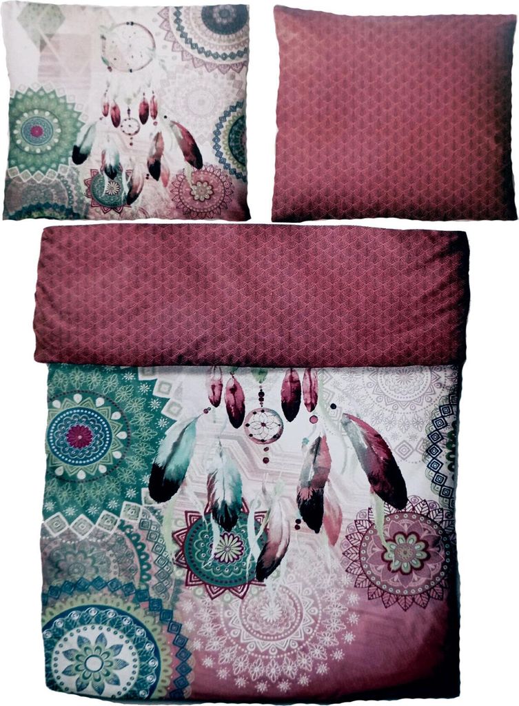 Satin Motiv Wende Bettwäsche 135x200 + 80x80cm, multicolor, Produktbild 