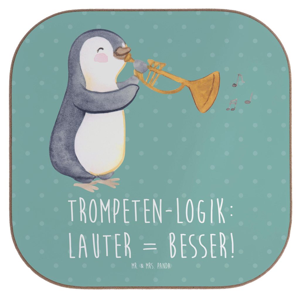 Mr. & Mrs. Panda Tischuntersetzer Trompeten Weisheit - Meeresbrise - Geschenk, Coaster, Instrument, laut, jazzig, Musikinstrumente, Untersetzer Gl...