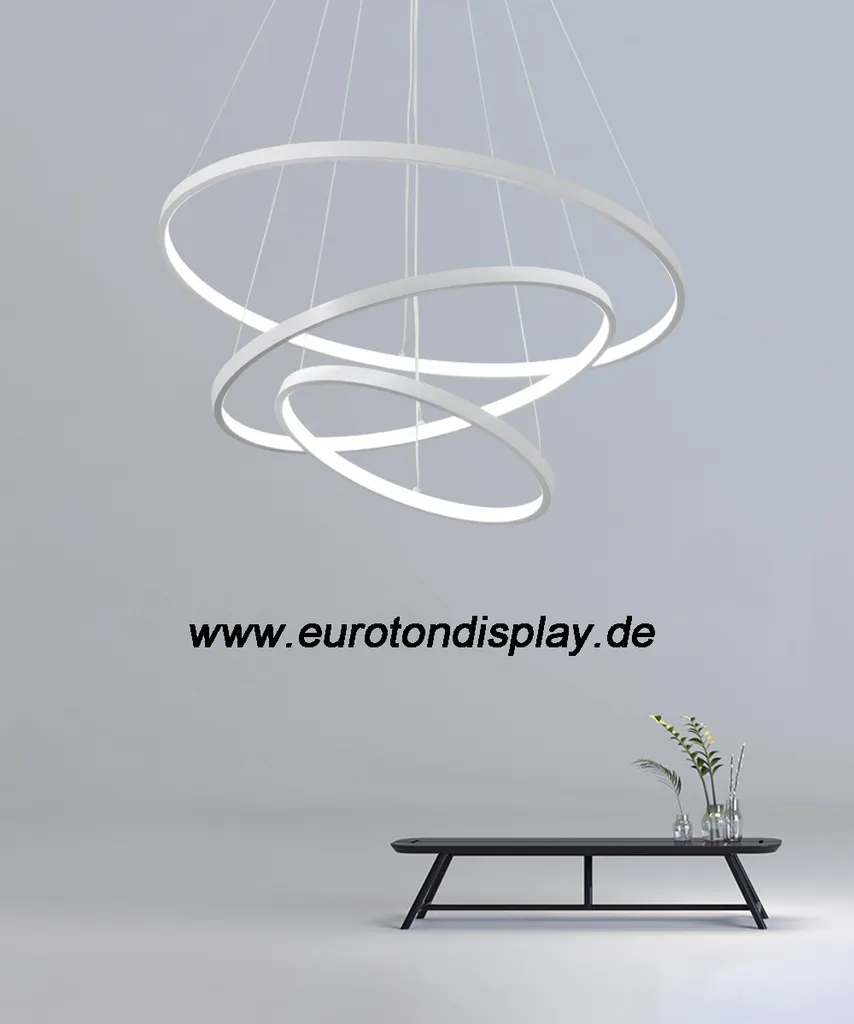 Lampada Sospensione LED 3 Anelli 108W Nera Dimmerabile 80cm Telecomando - 8
