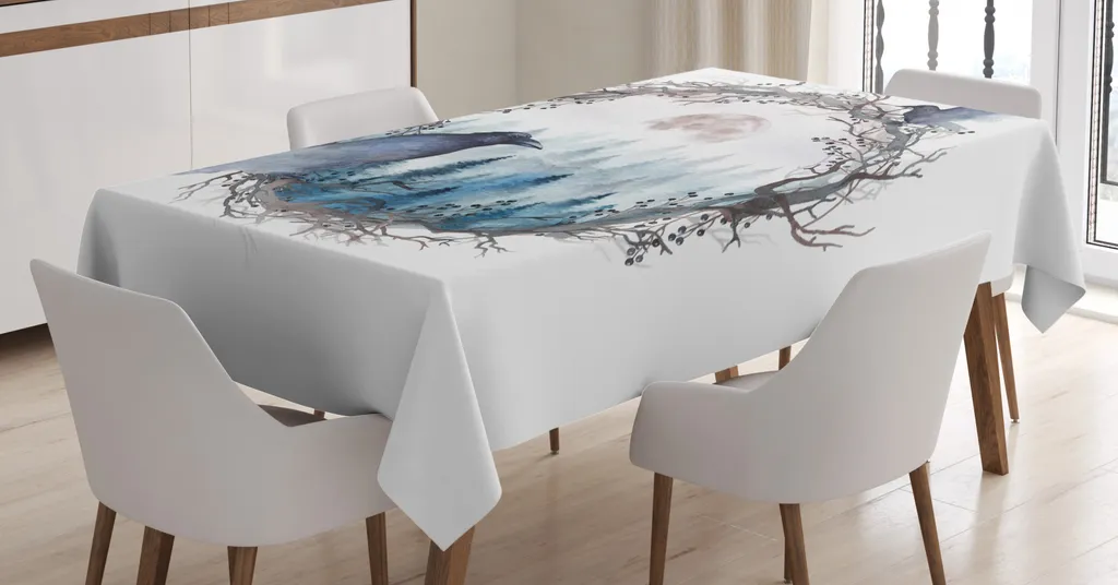 Tovaglia ABAKUHAUS Antimacchia Foggy Wald 140x240 cm Blu Salmone