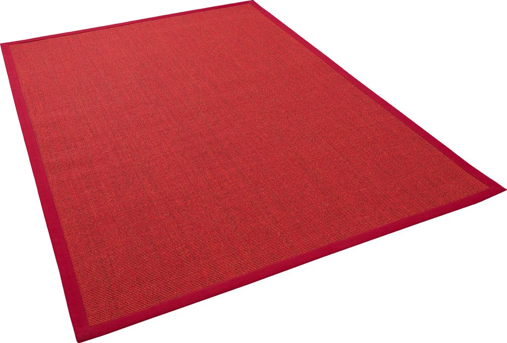 Naturfaser Sisalteppich Natura mit Bordüre, Größe:200x250 cm, Farbe:Rot Bordüre Rot