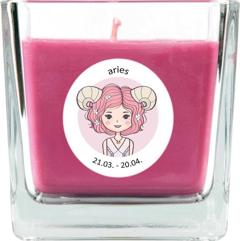 HS Candle "Sternzeichen" Duftkerze Lavendel im Bonbonglas ( Widder ) - viele Motive zur Auswahl, 190g - Brenndauer bis zu 50 Std - Aries
