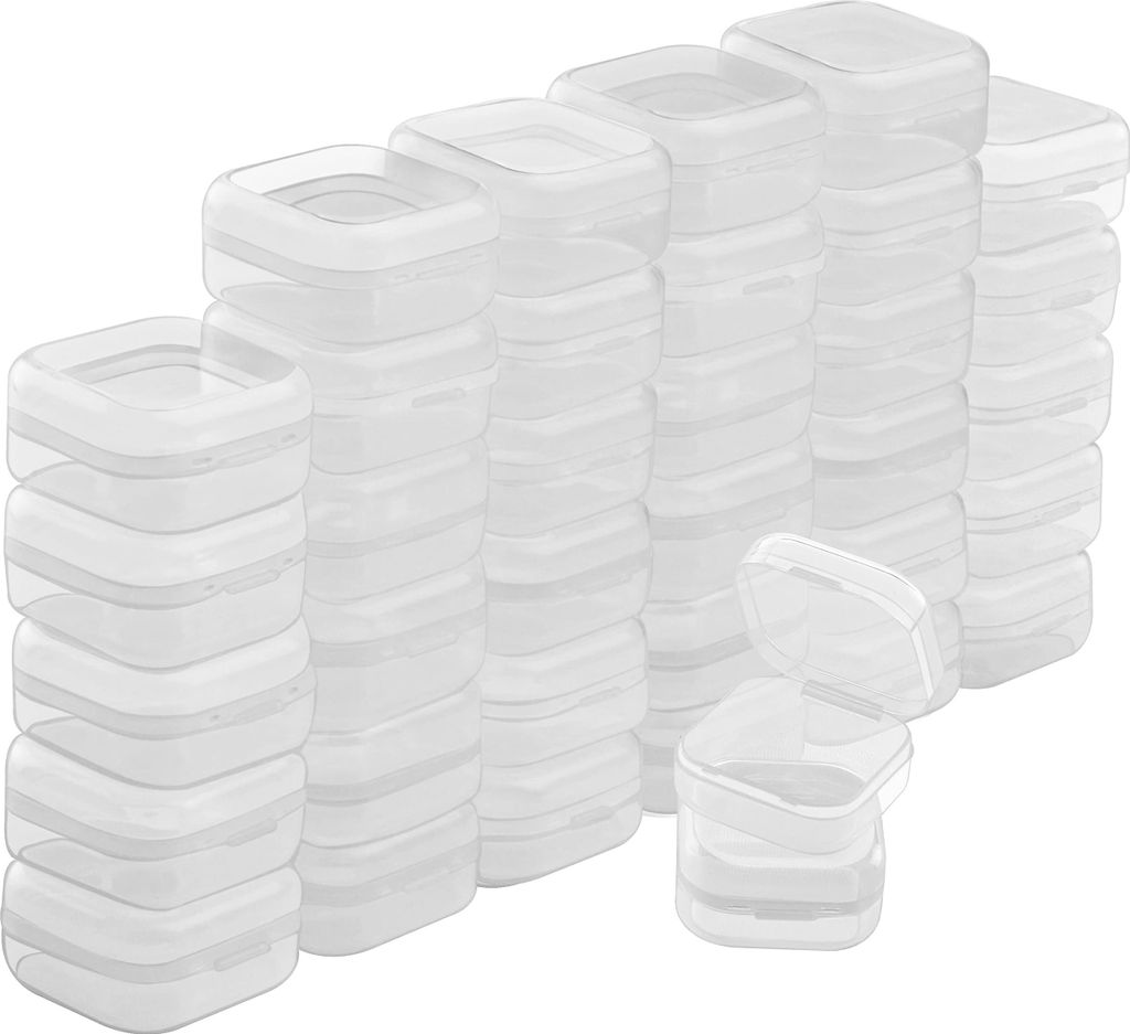 Belle Vous Kleine Aufbewahrungsbox Plastik Transparent mit Deckel zum Klappen (36er Set) – 3,5 x 3,5 x 2 cm - Mini Plastik Boxen für Kleine Perlen,