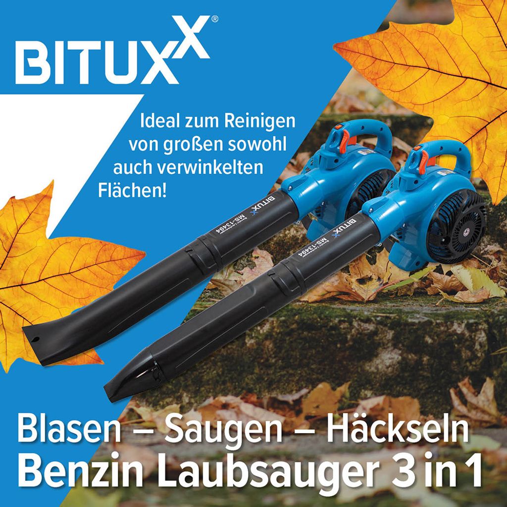 Bituxx 3in1 Benzin Laubsauger/Laubbläser/Laubhäcksler Blau Produktbild 6