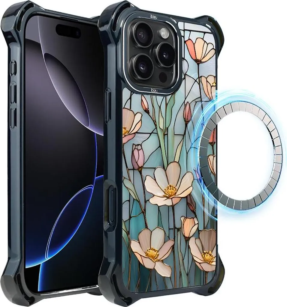 iPhone 16 Pro Max Custodia IBIZU DropGuard Ultra con MagSafe, colori in vetro, Wildflower Whisper